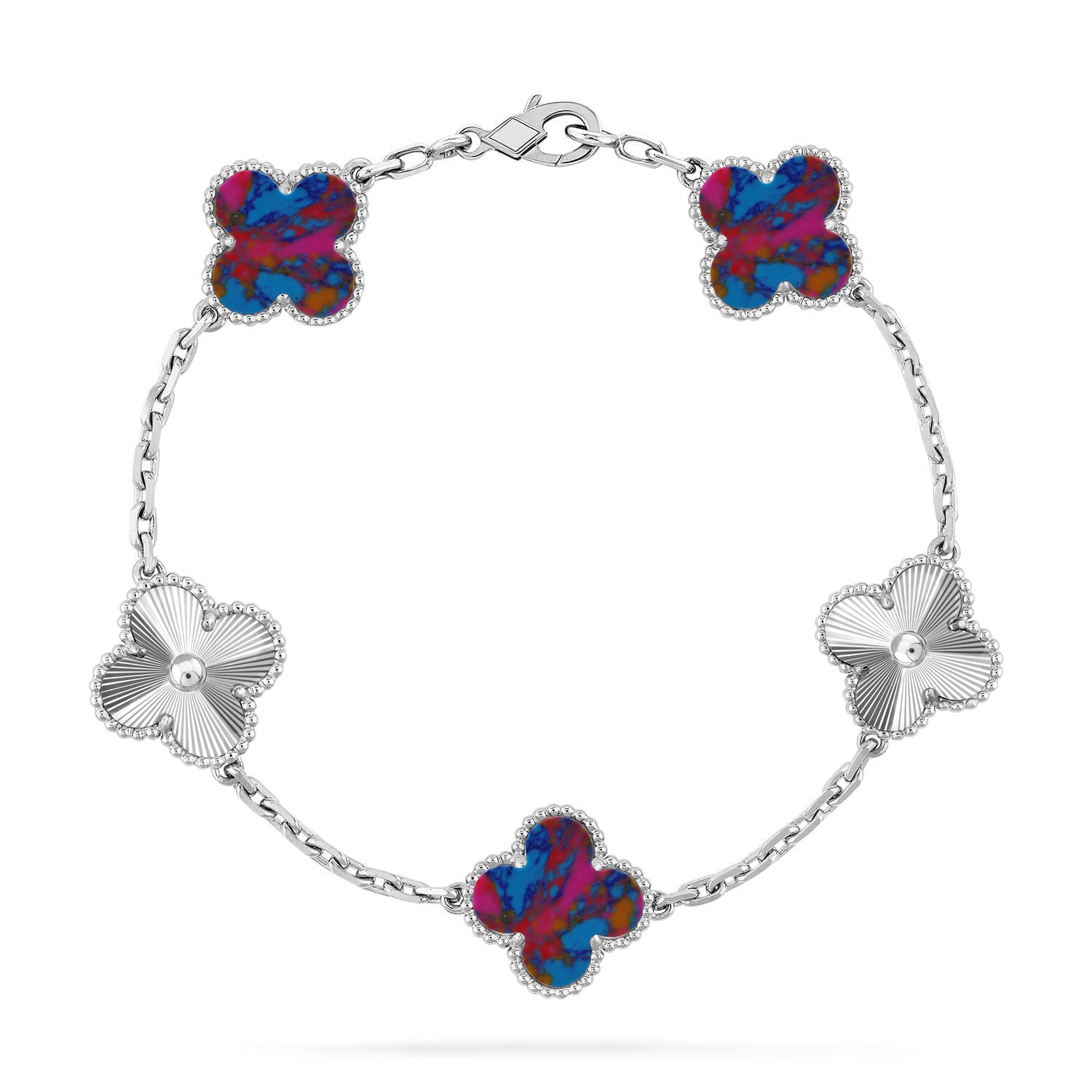[Lumi Jewels]CLOVER 5 MOTIF COLOR GEMSTONES BRACELET COLLECTION