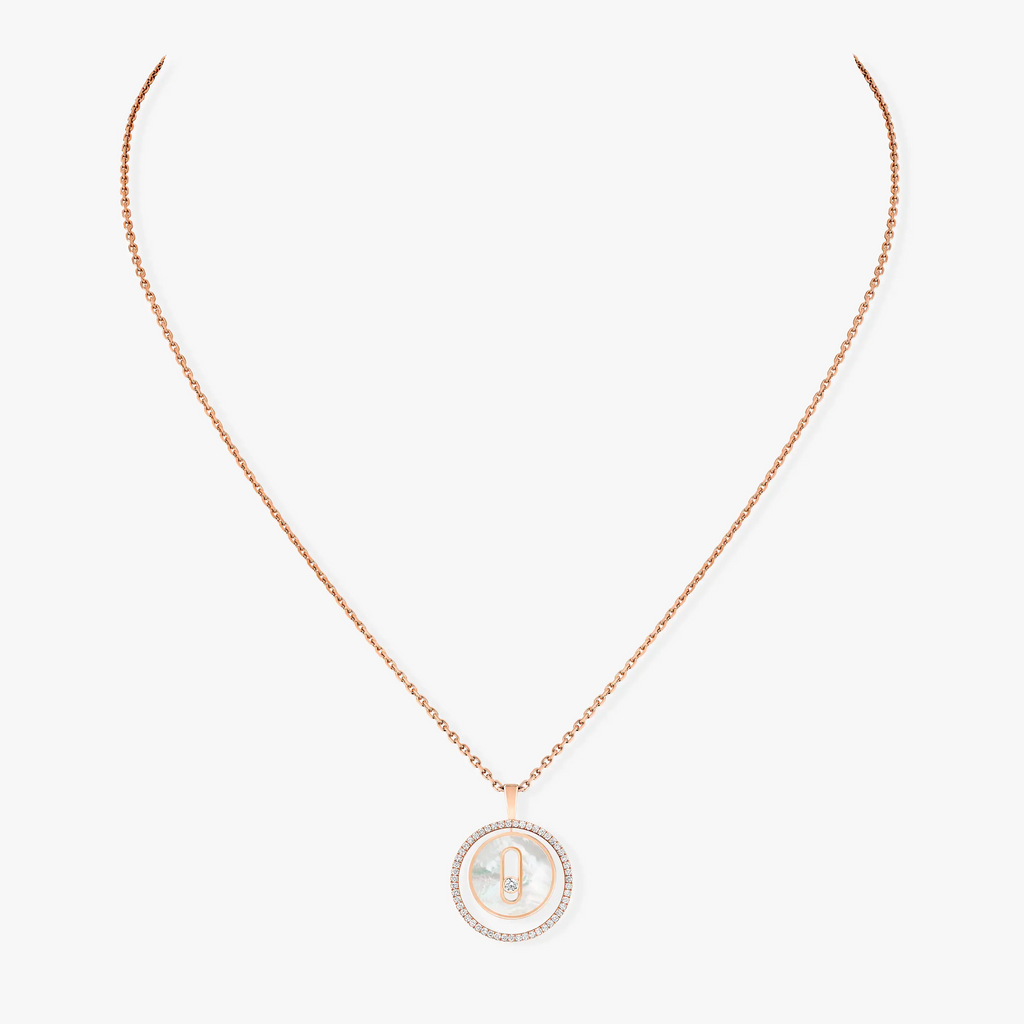 [Lumi]LUCKY MOVE 1 DIAMOND WHITE MOTHER OF PEARL PINK GOLD DIAMOND NECKLACE