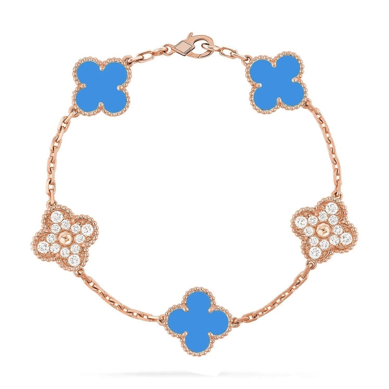 [Lumi Jewels] CLOVER 5 MOTIF BLUE AGATE BRACELET COLLECTION