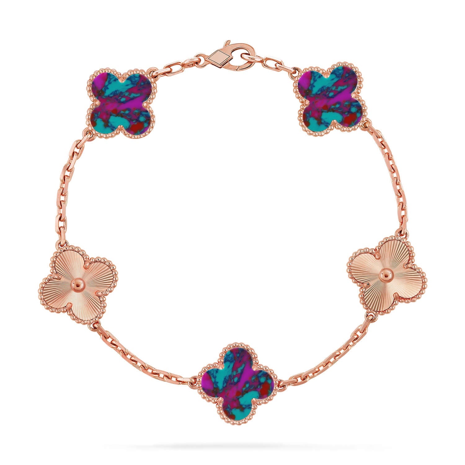 [Lumi Jewels]CLOVER 5 MOTIF COLOR GEMSTONES BRACELET COLLECTION