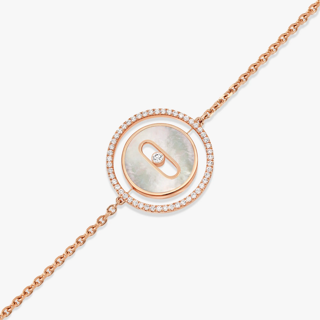 [Lumi]LUCKY MOVE WHITE MOTHER OF PEARL PINK GOLD DIAMOND BRACELET
