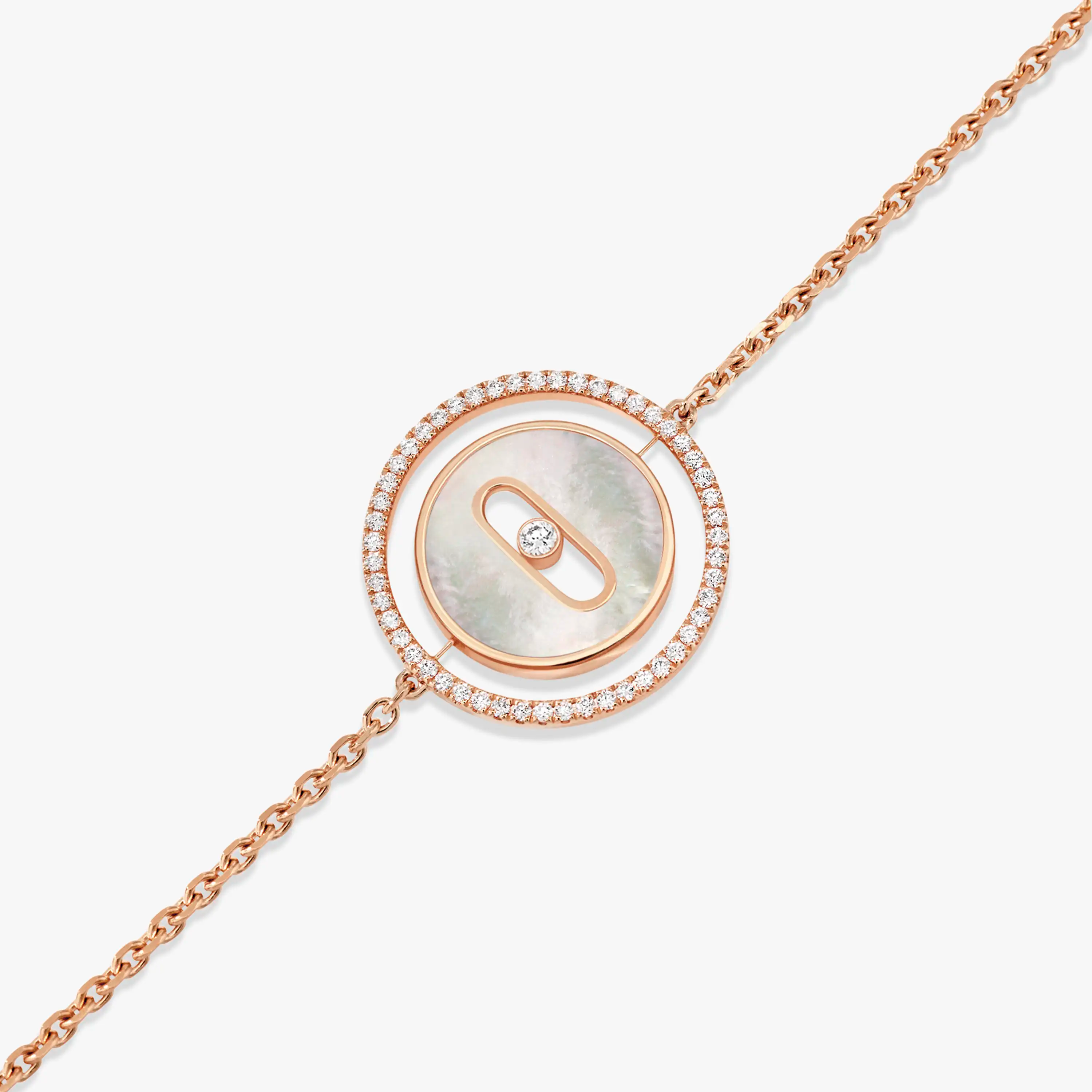 [Lumi]LUCKY MOVE WHITE MOTHER OF PEARL PINK GOLD DIAMOND BRACELET