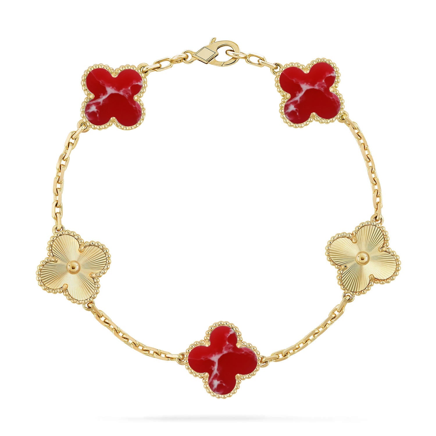 [Lumi Jewels]CLOVER 5 MOTIF RED PATTERN BRACELET COLLECTION