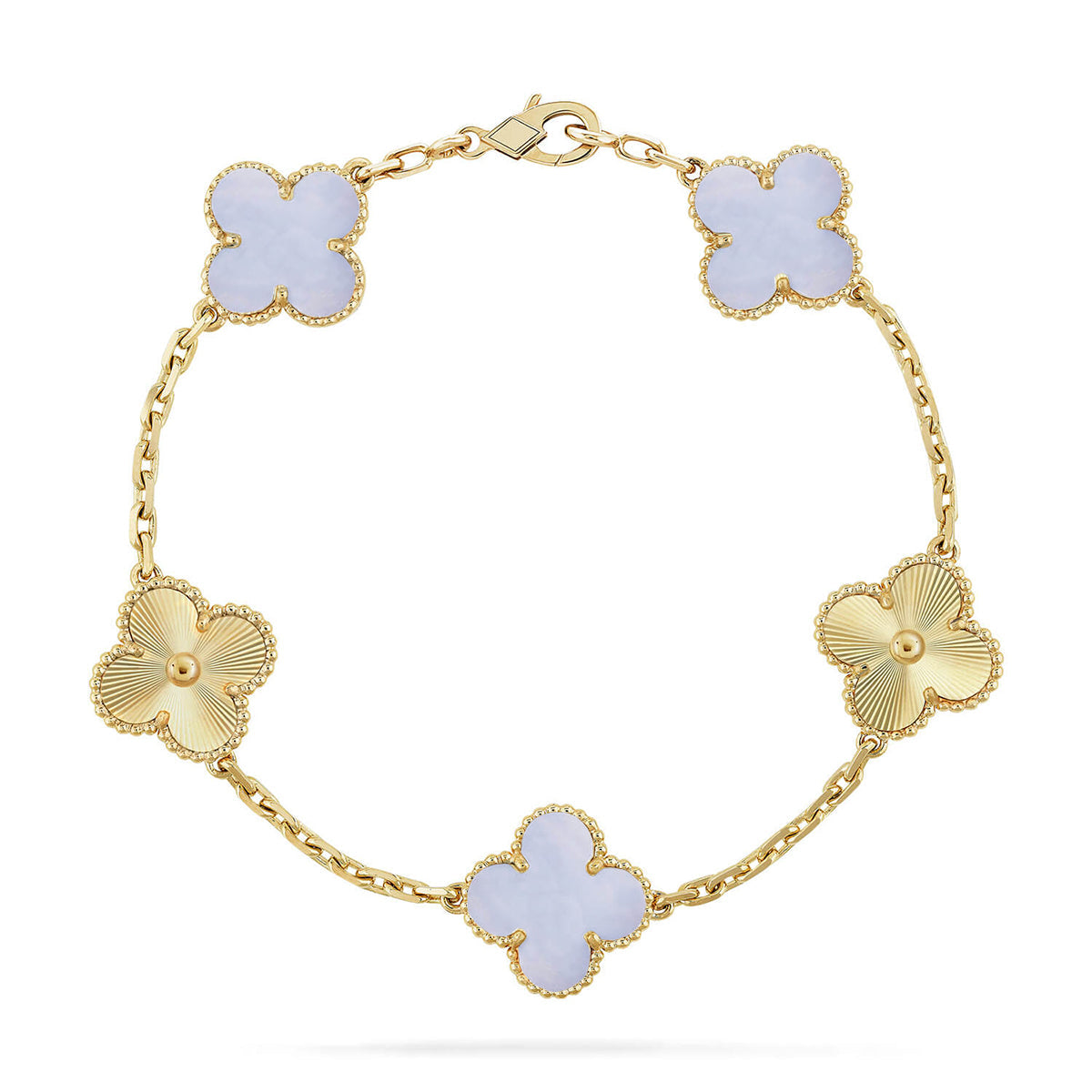 [Lumi Jewels] CLOVER 5 MOTIF PURPLE CHALCEDONY BRACELET COLLECTION