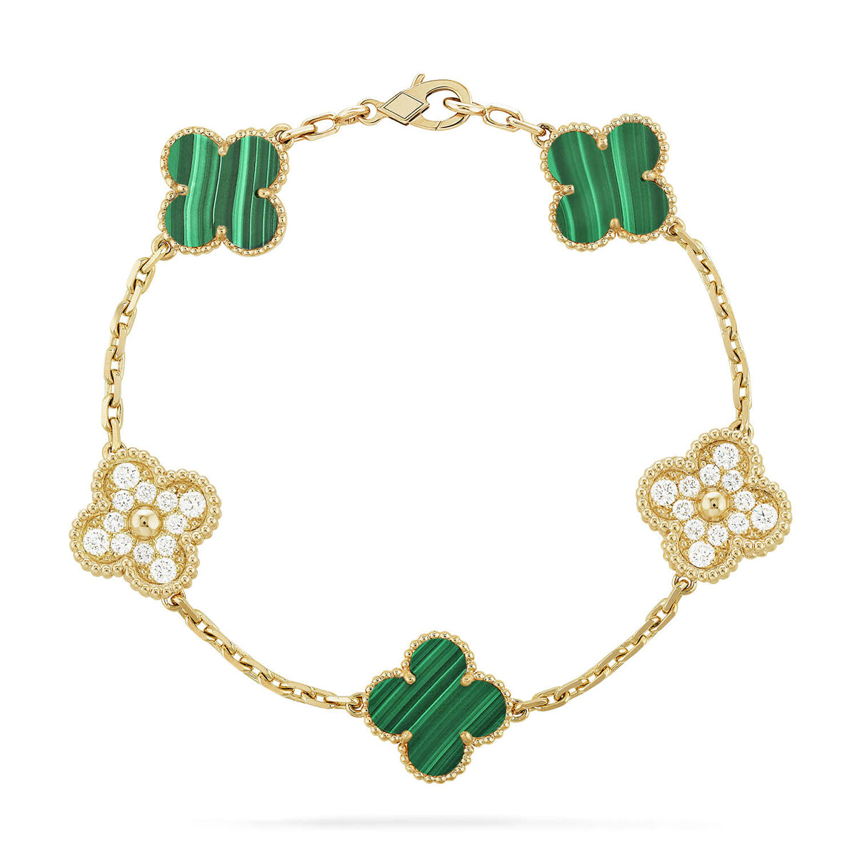 [Lumi Jewels] CLOVER 5 MOTIF MALACHITE BRACELET COLLECTION