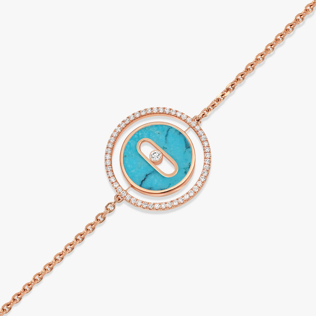 [Lumi]LUCKY MOVE TURQUOISE PINK GOLD DIAMOND BRACELET