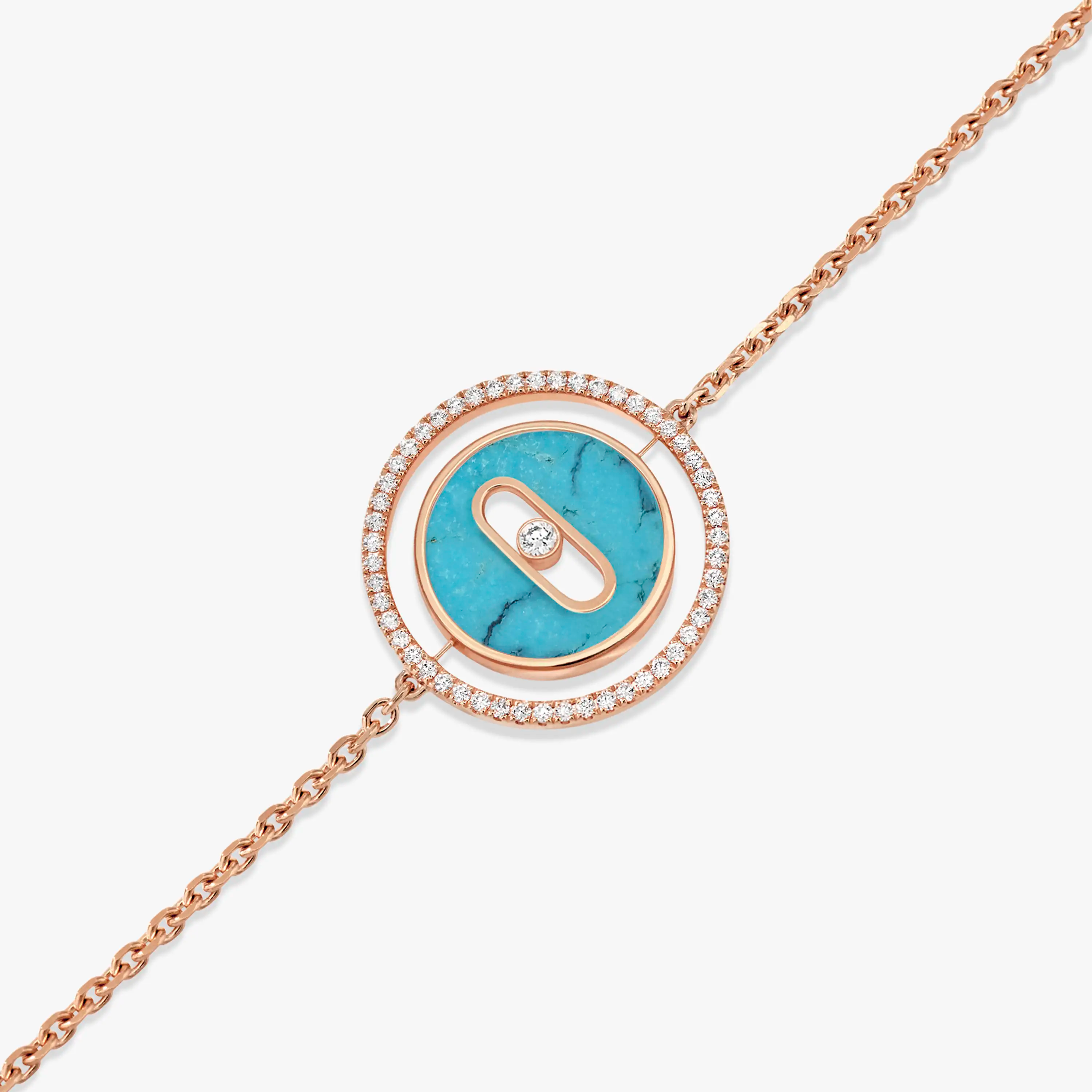[Lumi]LUCKY MOVE TURQUOISE PINK GOLD DIAMOND BRACELET
