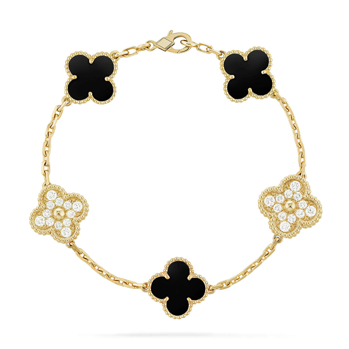 [Lumi Jewels] CLOVER 5 MOTIF ONYXS BRACELET COLLECTION