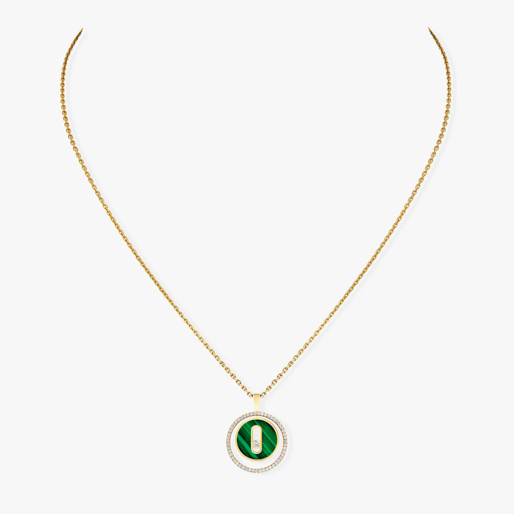 [Lumi]LUCKY MOVE 1 DIAMOND MALACHITE GOLD DIAMOND NECKLACE