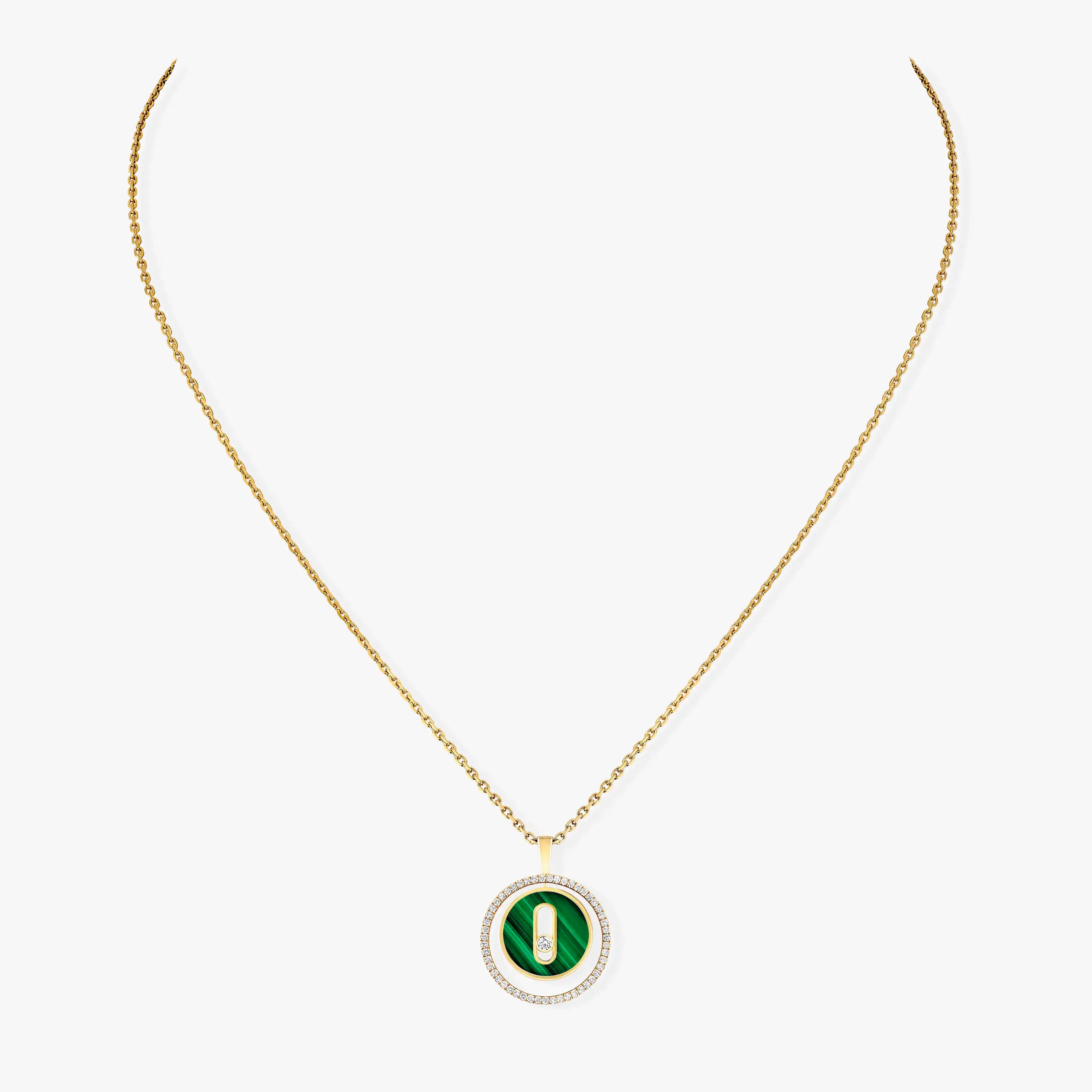 [Lumi]LUCKY MOVE 1 DIAMOND MALACHITE GOLD DIAMOND NECKLACE