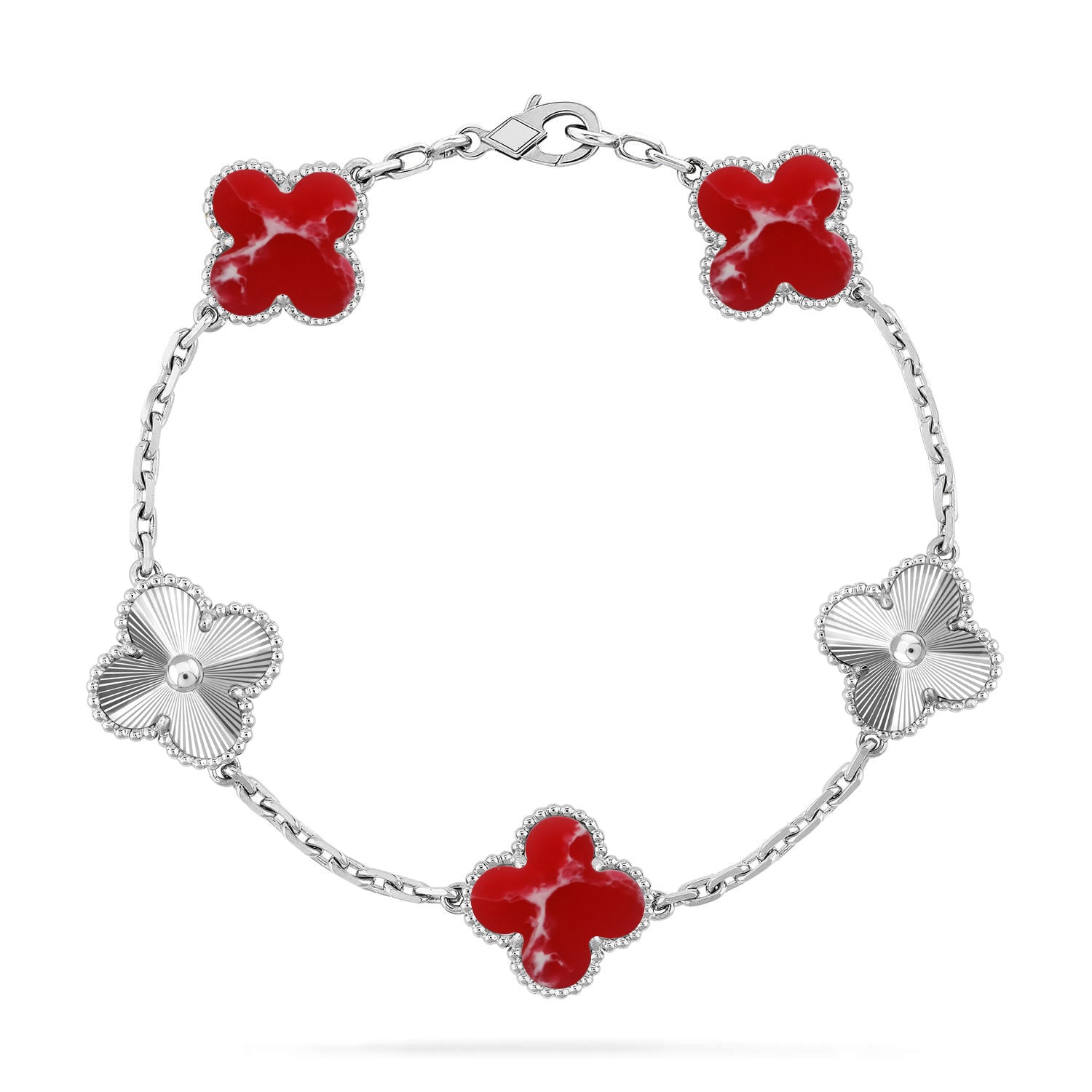 [Lumi Jewels]CLOVER 5 MOTIF RED PATTERN BRACELET COLLECTION