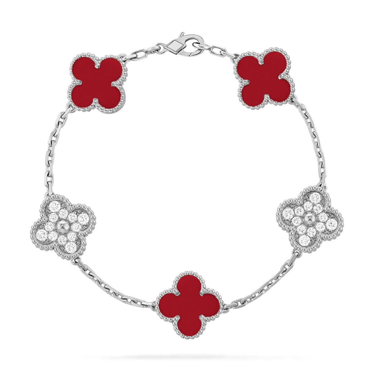 [Lumi Jewels] CLOVER 5 MOTIF RED CORNELIAN BRACELET COLLECTION