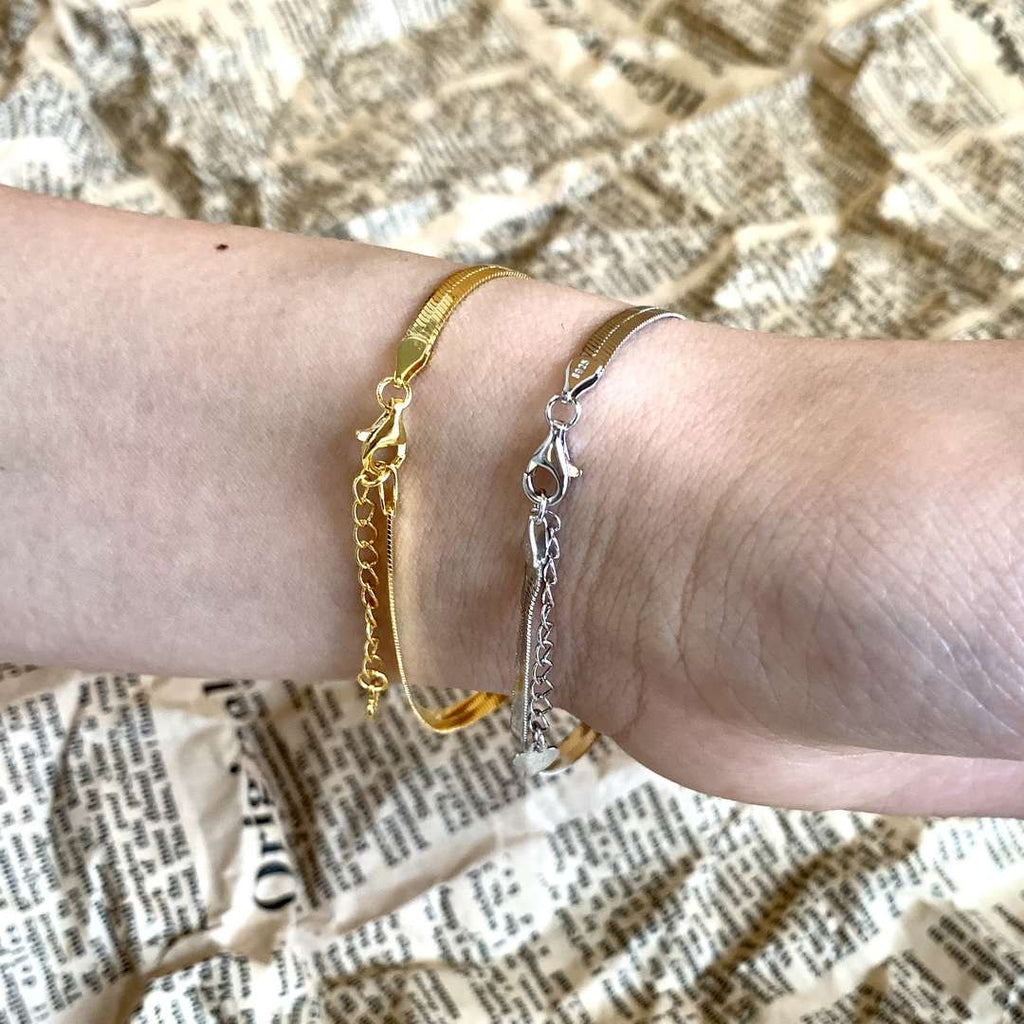 [Lumi Jewels]Flat Snake Bone Chain Blade Necklace