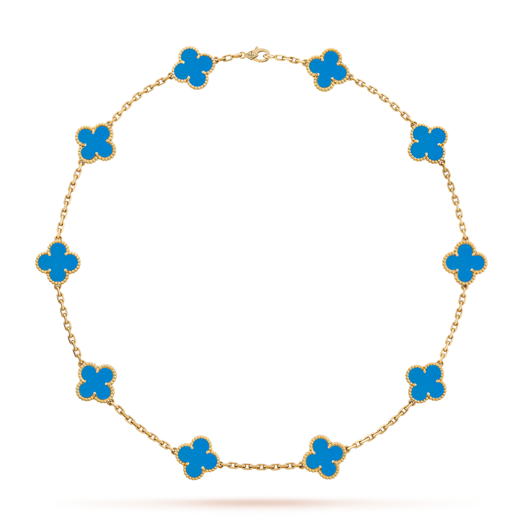 [Lumi Jewels]CLOVER 10 MOTIFS BLUE AGATE NECKLACE