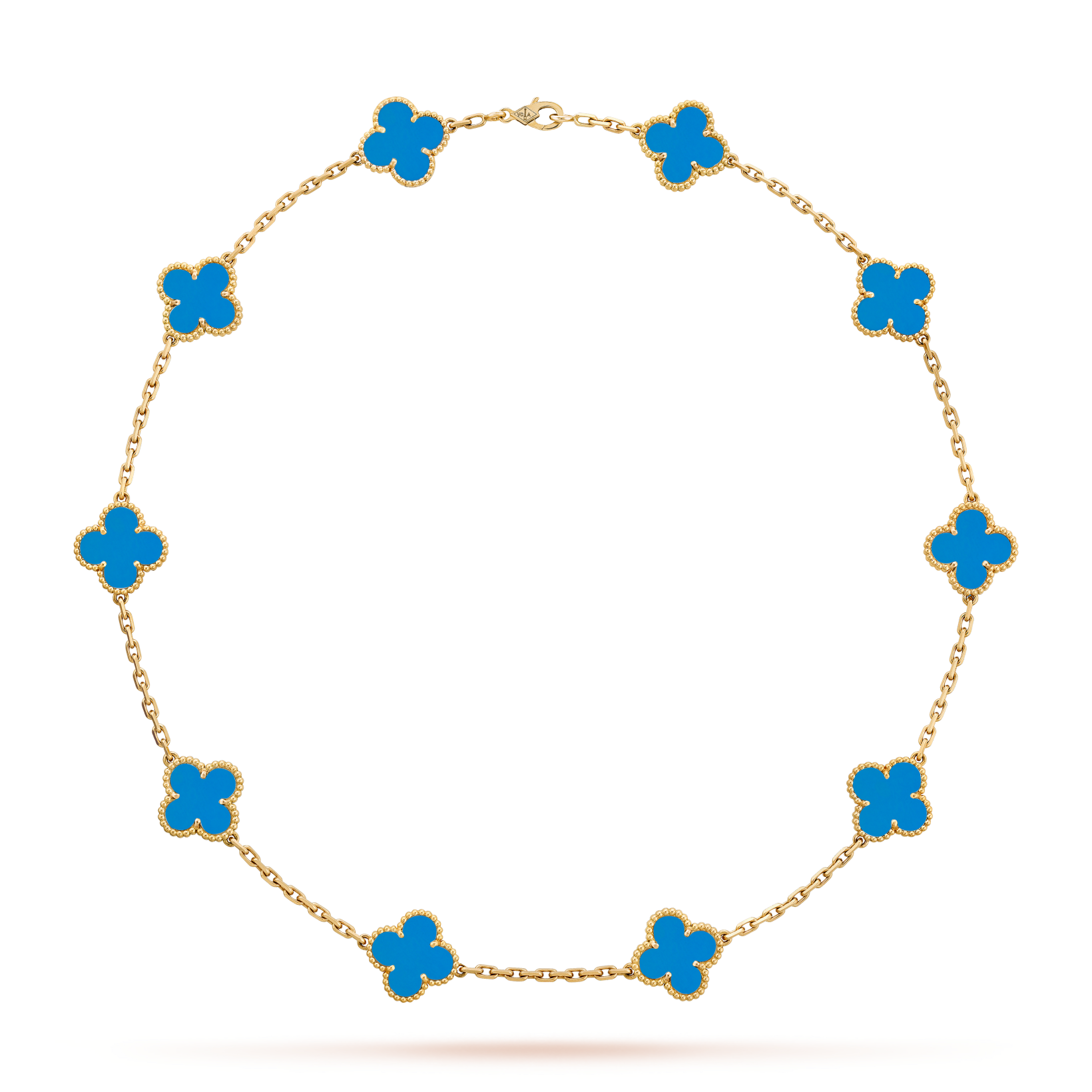 [Lumi Jewels]CLOVER 10 MOTIFS BLUE AGATE NECKLACE