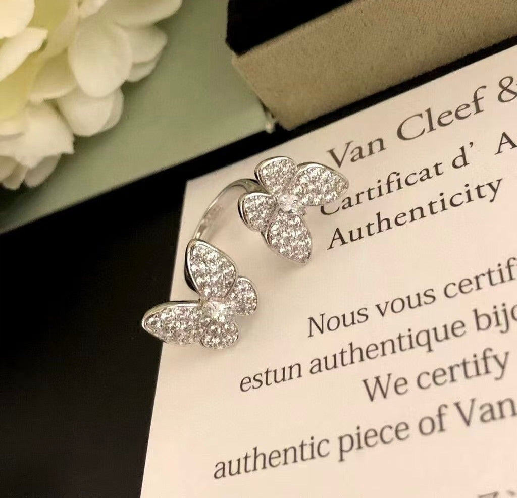 [Lumi Jewels]TWIN SILVER BUTTERFLY DIAMOND RING