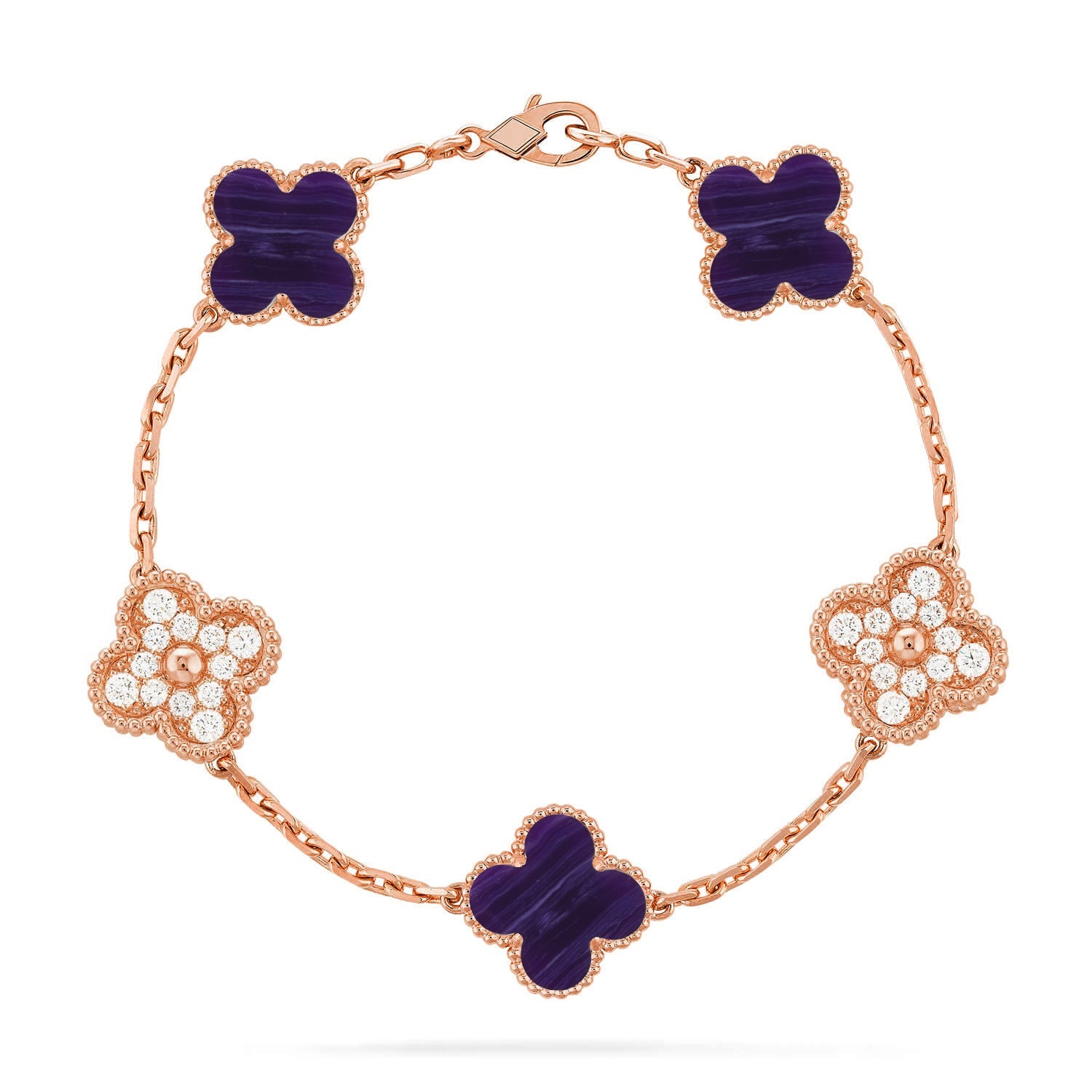 [Lumi Jewels]CLOVER 5 MOTIF PURPLE STRIPES BRACELET COLLECTION