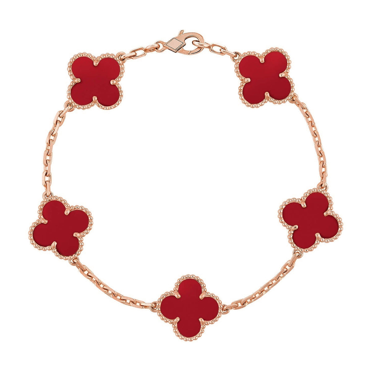 [Lumi Jewels] CLOVER 5 MOTIF RED CORNELIAN BRACELET COLLECTION
