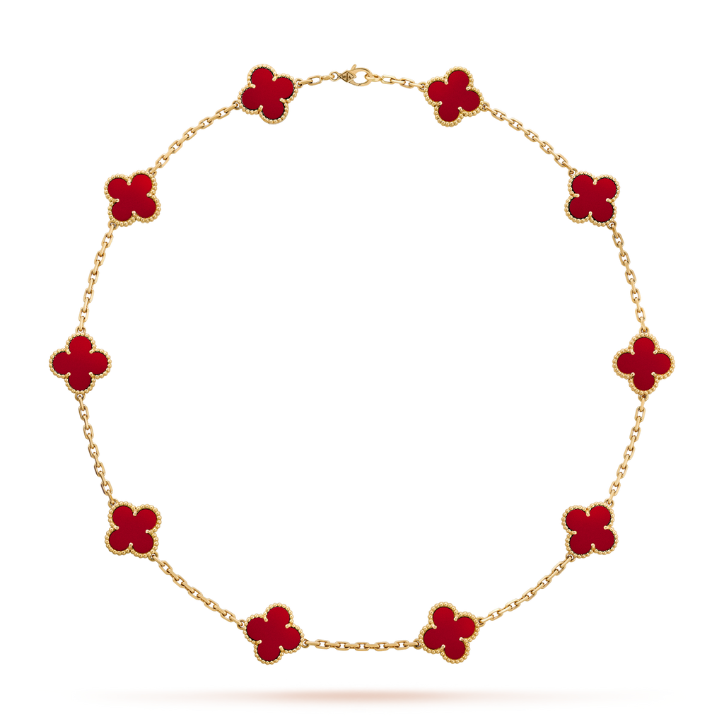 [Lumi Jewels]CLOVER 10 MOTIFS CARNELIAN NECKLACE