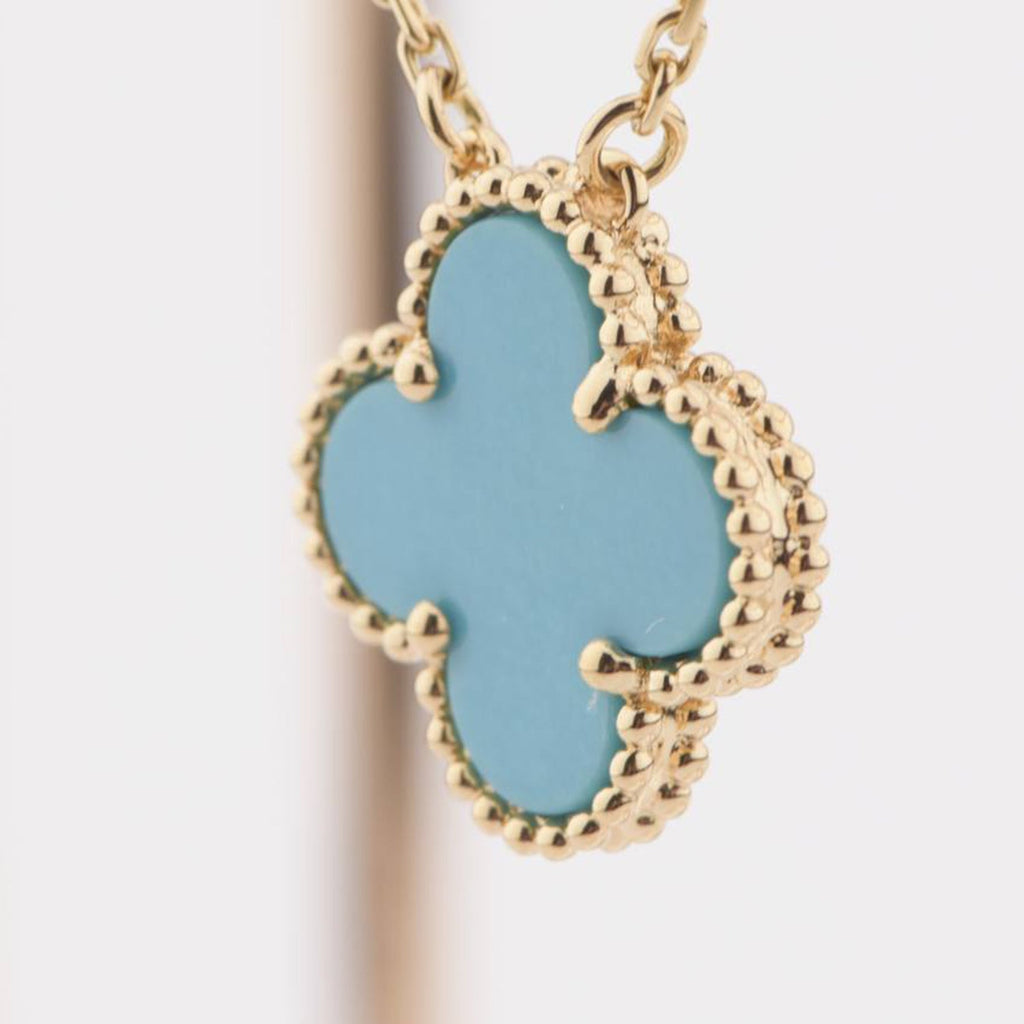[Lumi Jewels]CLOVER 15MM VINTAGE TURQUOISE NECKLACE