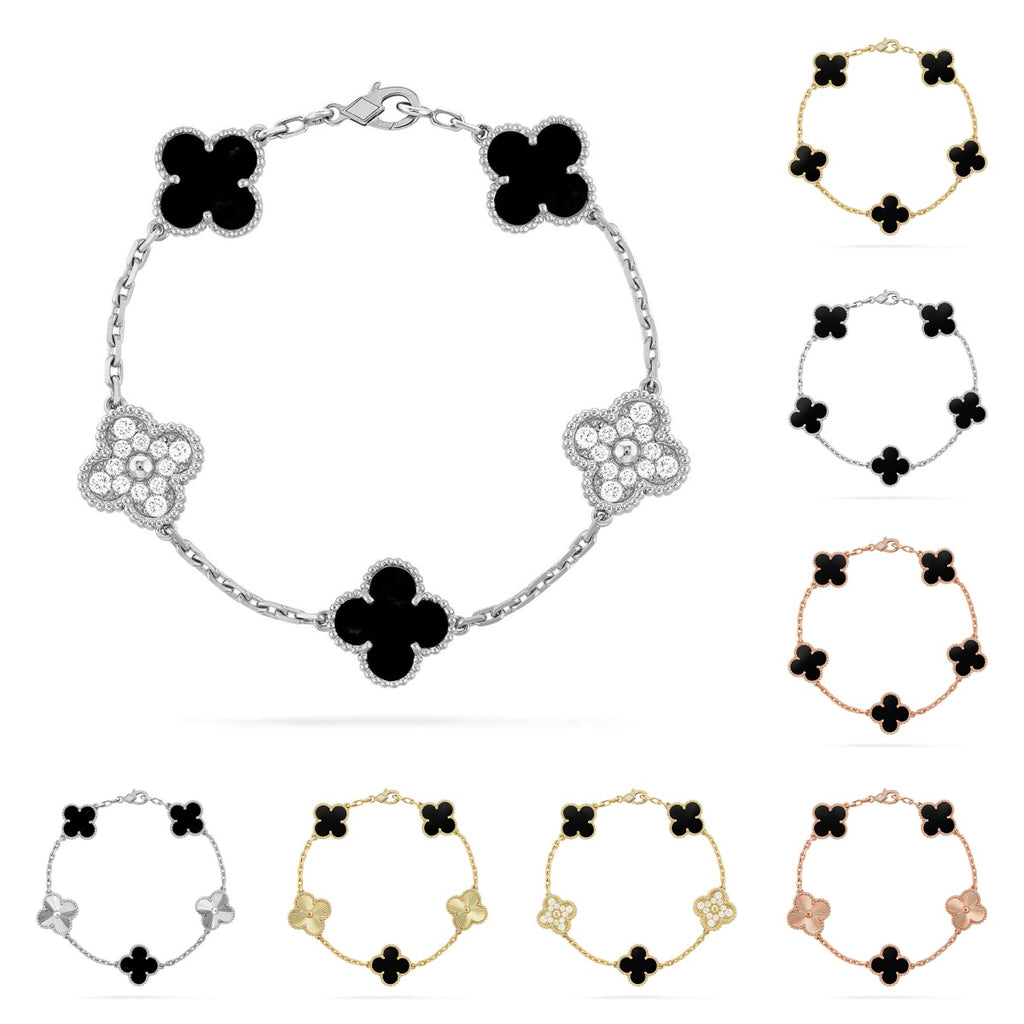 [Lumi Jewels] CLOVER 5 MOTIF ONYXS BRACELET COLLECTION