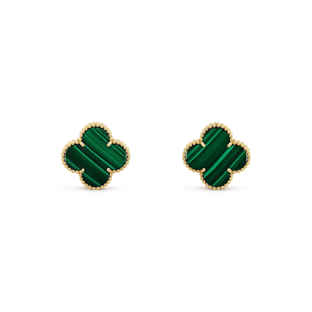 [Lumi Jewels]CLOVER MINI 9.5MM MALACHITE  EARRINGS