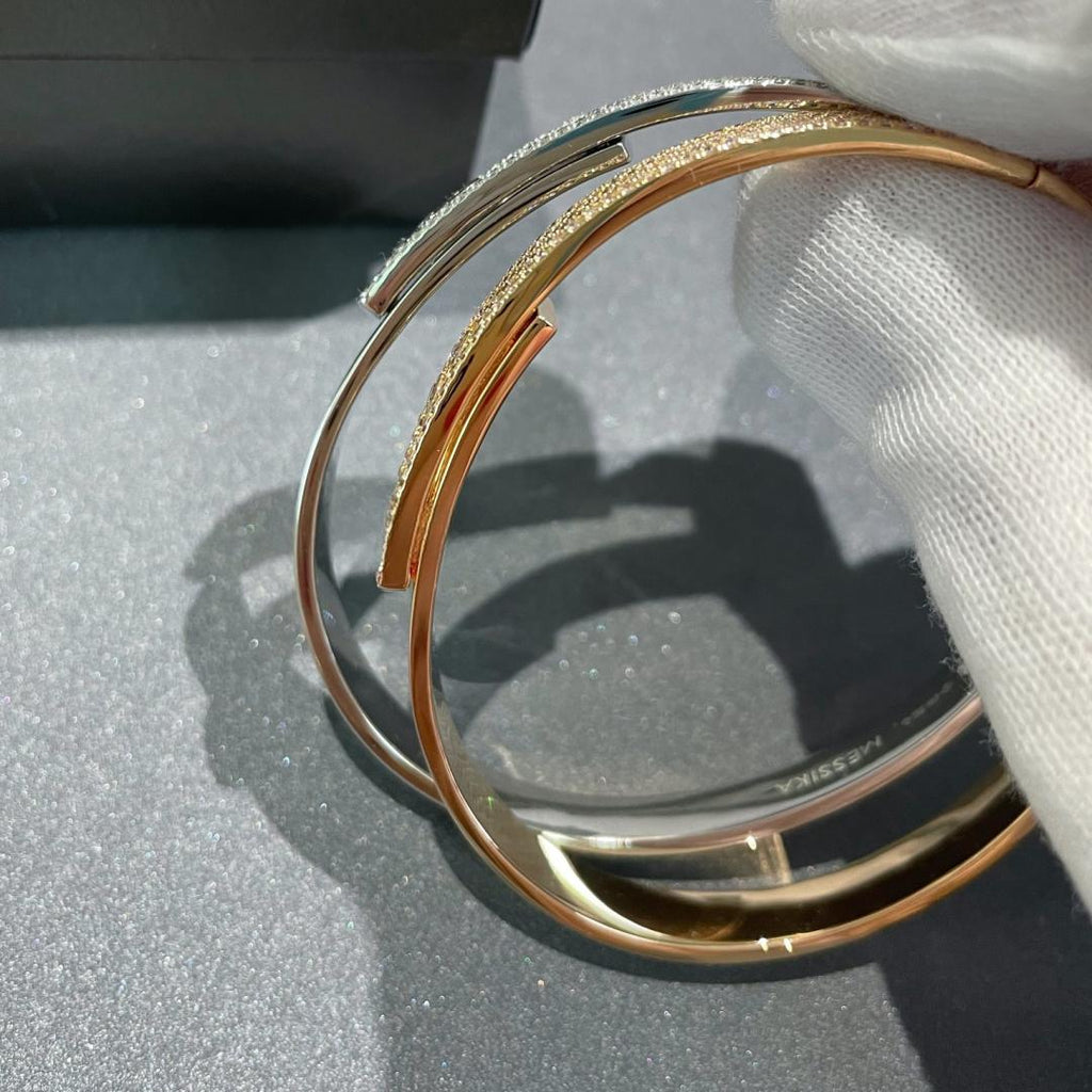 [Lumi Jewels]Move Noa Rose Gold Pav¨¦ Diamond Bangle Bracelet