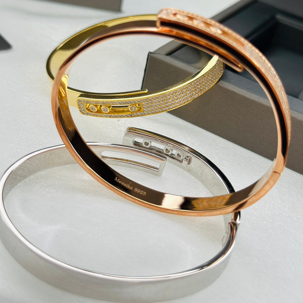 [Lumi Jewels]Move Noa Rose Gold Pav¨¦ Diamond Bangle Bracelet
