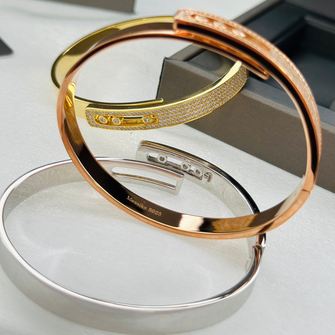 [Lumi Jewels]Move Noa Rose Gold Pav¨¦ Diamond Bangle Bracelet