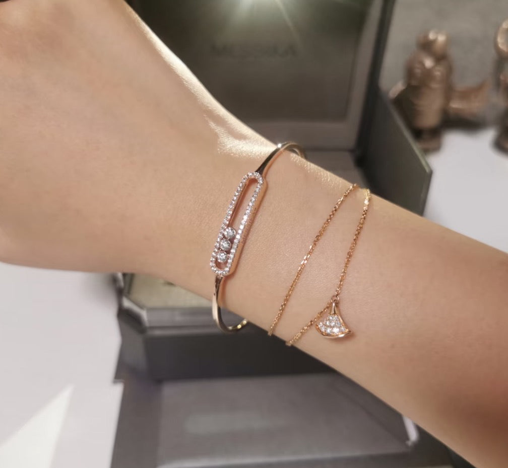 [Lumi Jewels]Move Pav¨¦ Diamond Bangle Bracelet M