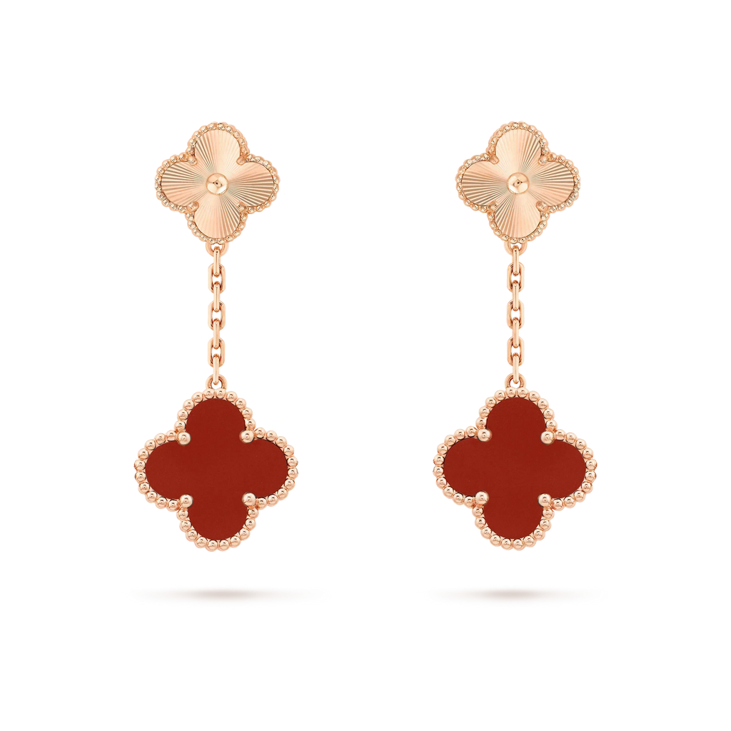 [Lumi Jewels]CLOVER 2 MOTIF  LASER CARNELIAN EARRINGS