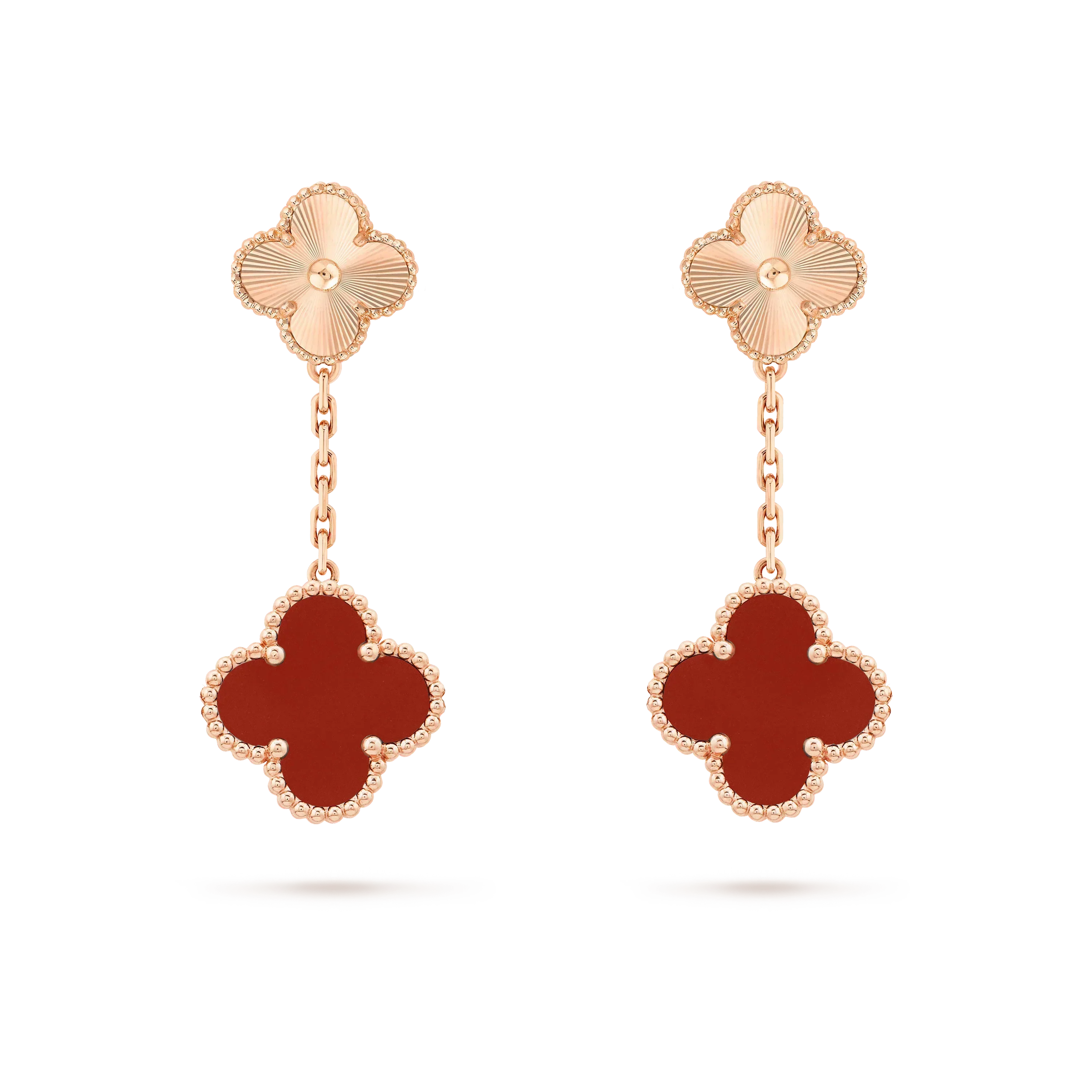 [Lumi Jewels]CLOVER 2 MOTIF  LASER CARNELIAN EARRINGS