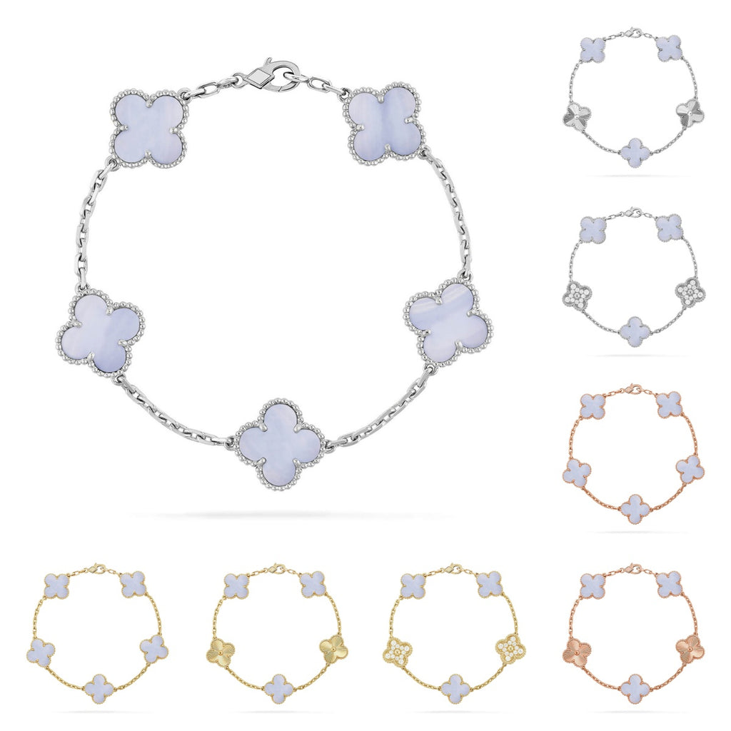 [Lumi Jewels] CLOVER 5 MOTIF PURPLE CHALCEDONY BRACELET COLLECTION