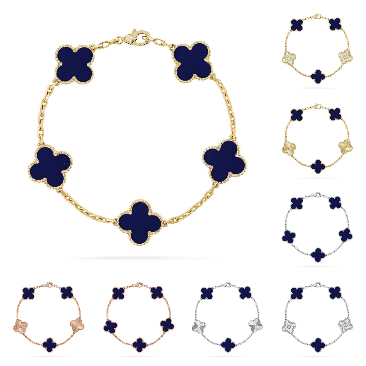 [Lumi Jewels]CLOVER 5 MOTIF LAPIS LAZULI BRACELET COLLECTION