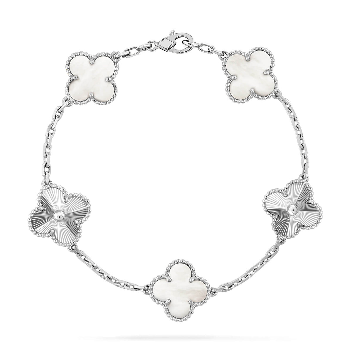 [Lumi Jewels]CLOVER WHITE PEARL MOP 5 MOTIF BRACELET COLLECTION