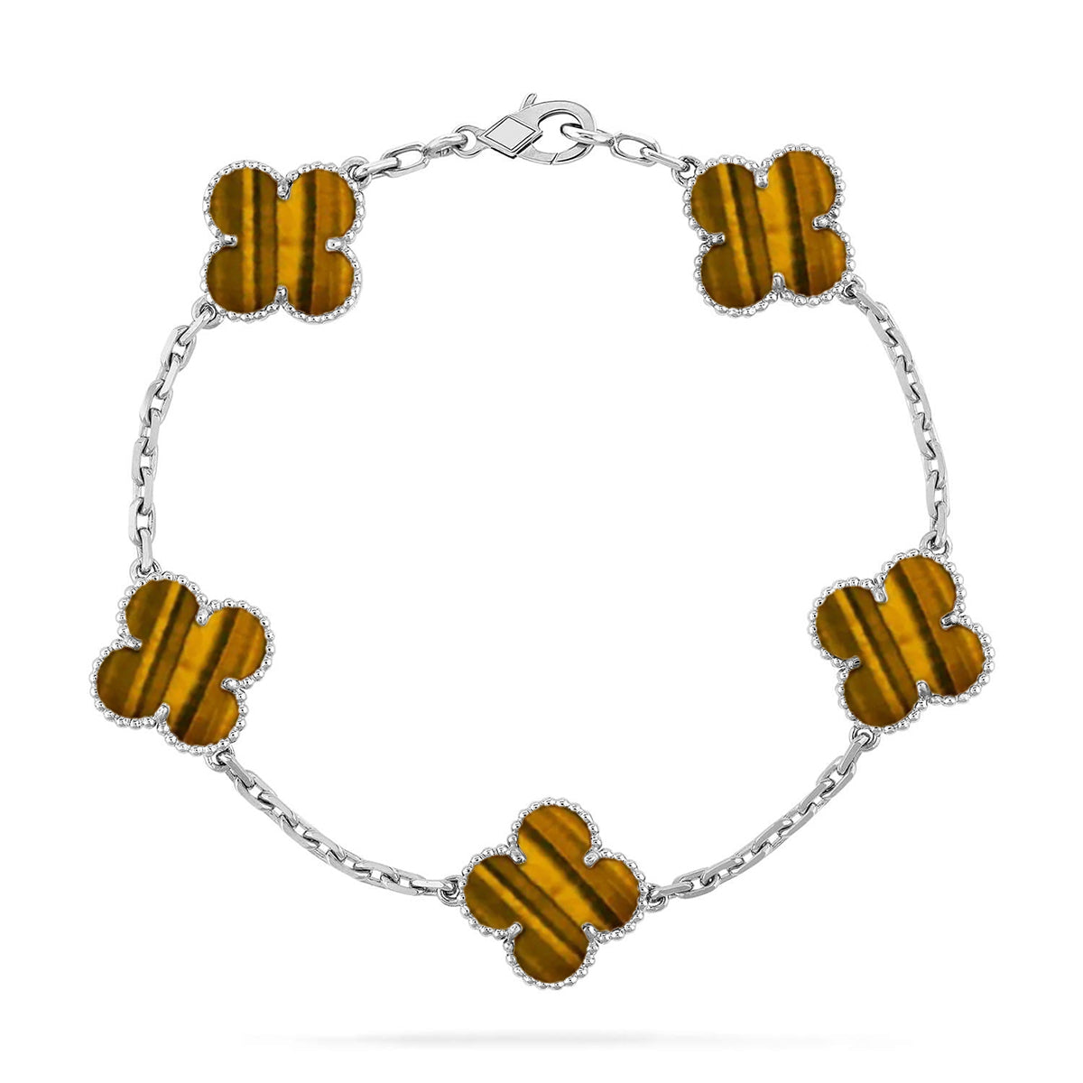 [Lumi Jewels] CLOVER 5 MOTIFS TIGER EYE BRACELET COLLECTION
