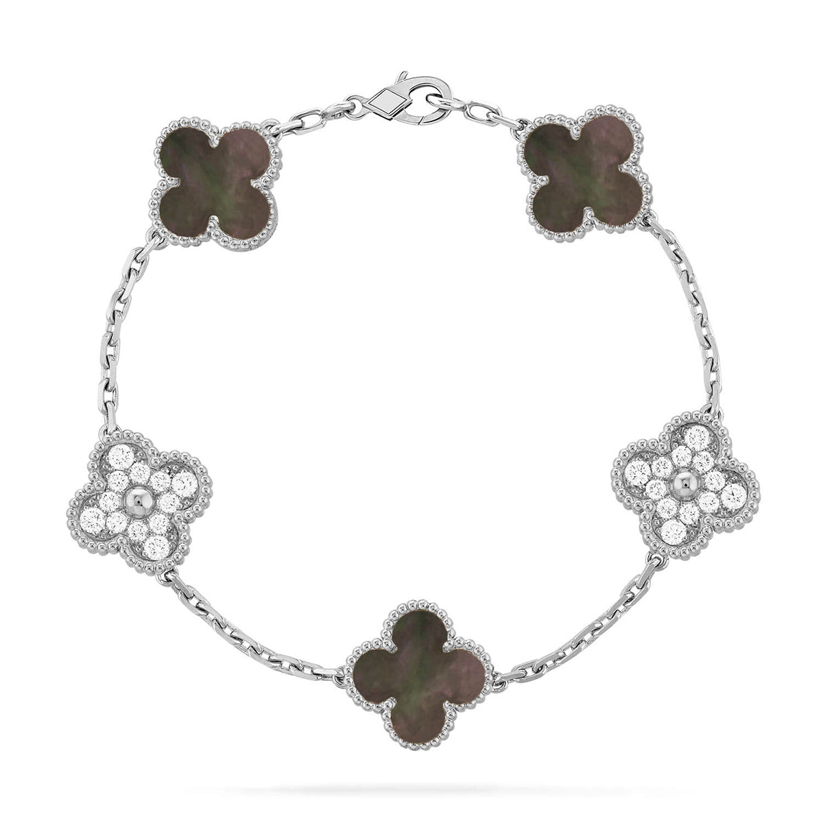 [Lumi Jewels] CLOVER 5 MOTIF GRAY MOP BRACELET COLLECTION