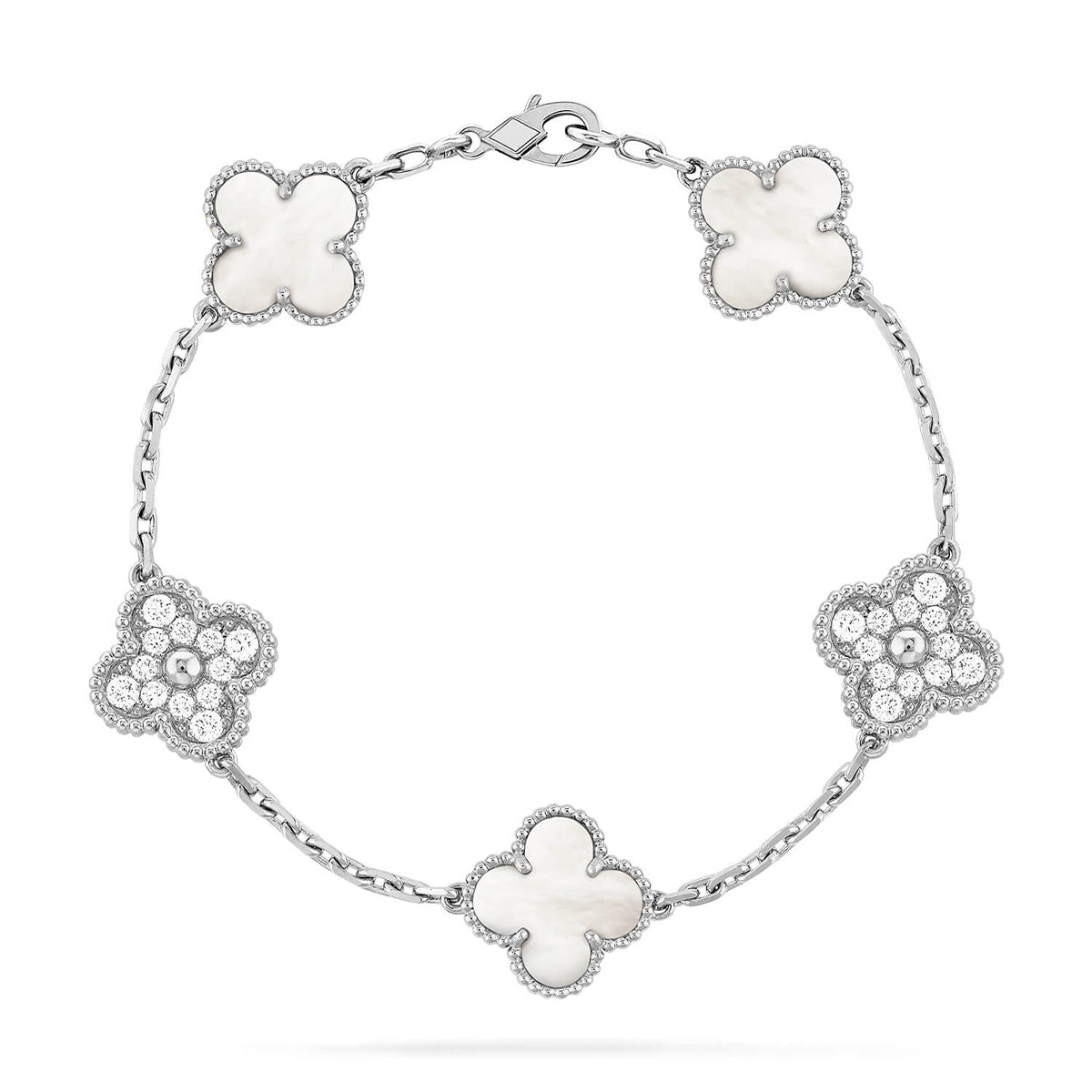 [Lumi Jewels]CLOVER WHITE PEARL MOP 5 MOTIF BRACELET COLLECTION