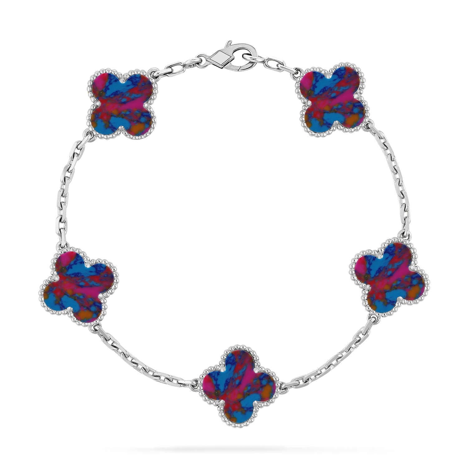 [Lumi Jewels]CLOVER 5 MOTIF COLOR GEMSTONES BRACELET COLLECTION