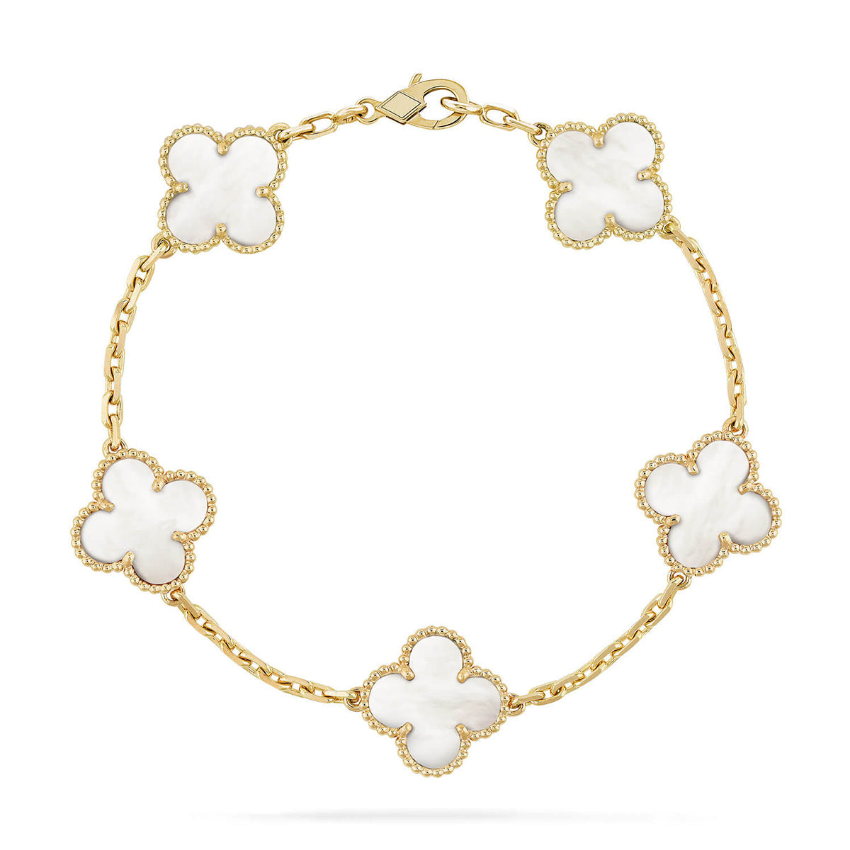 [Lumi Jewels]CLOVER WHITE PEARL MOP 5 MOTIF BRACELET COLLECTION