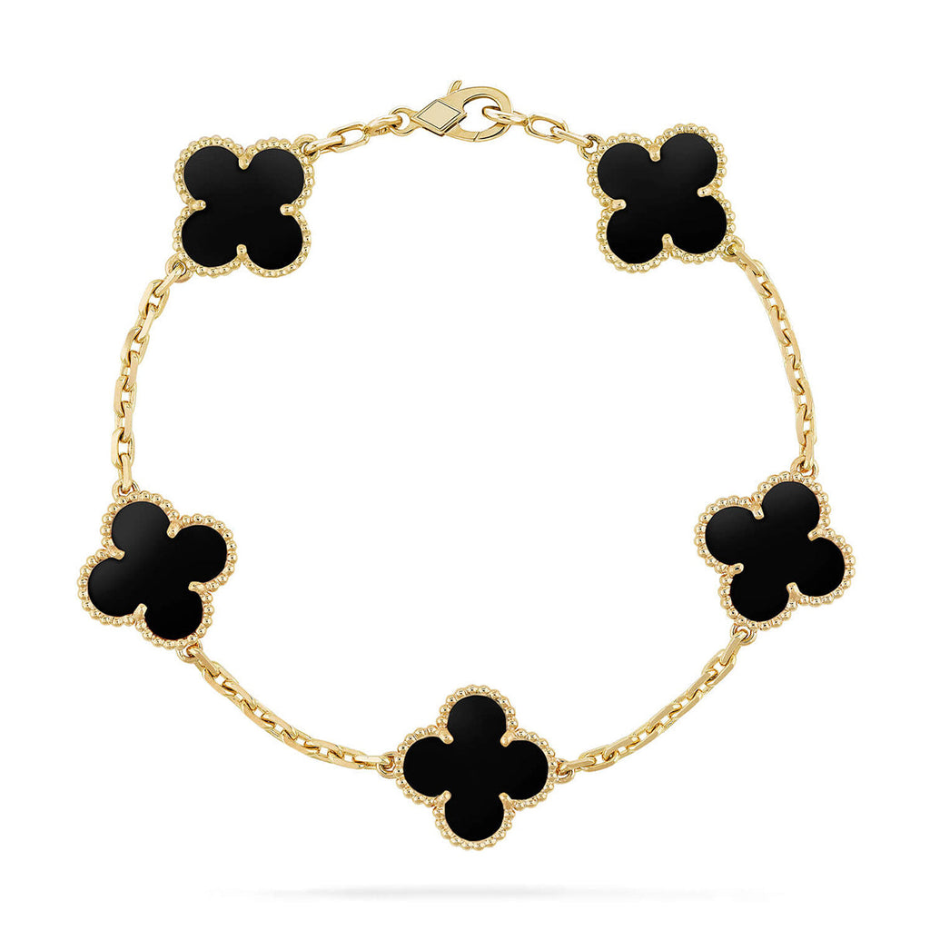 [Lumi Jewels] CLOVER 5 MOTIF ONYXS BRACELET COLLECTION