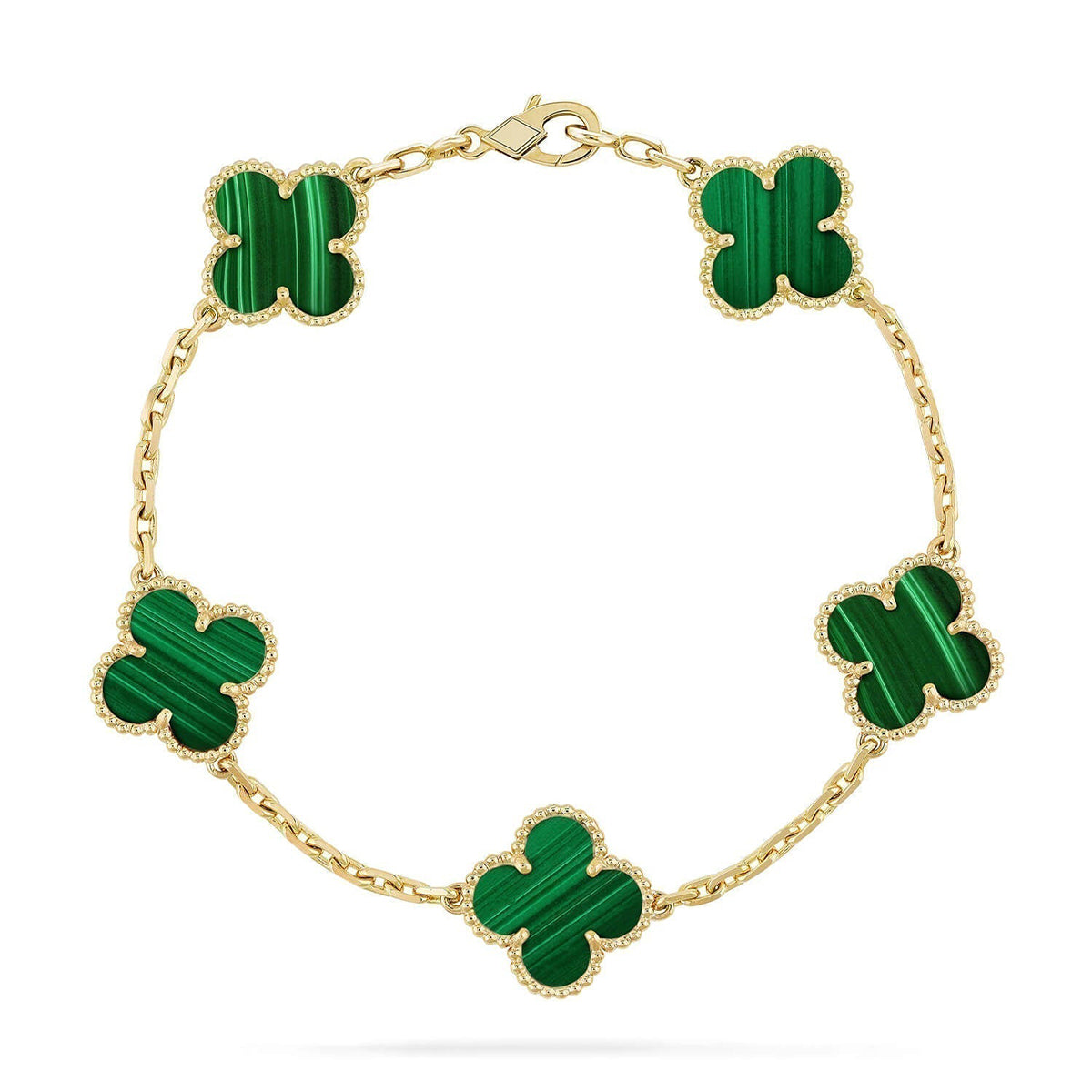 [Lumi Jewels] CLOVER 5 MOTIF MALACHITE BRACELET COLLECTION