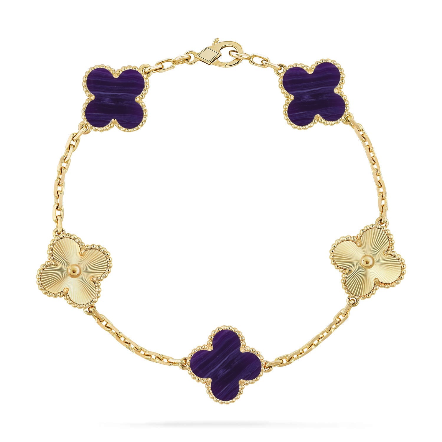 [Lumi Jewels]CLOVER 5 MOTIF PURPLE STRIPES BRACELET COLLECTION
