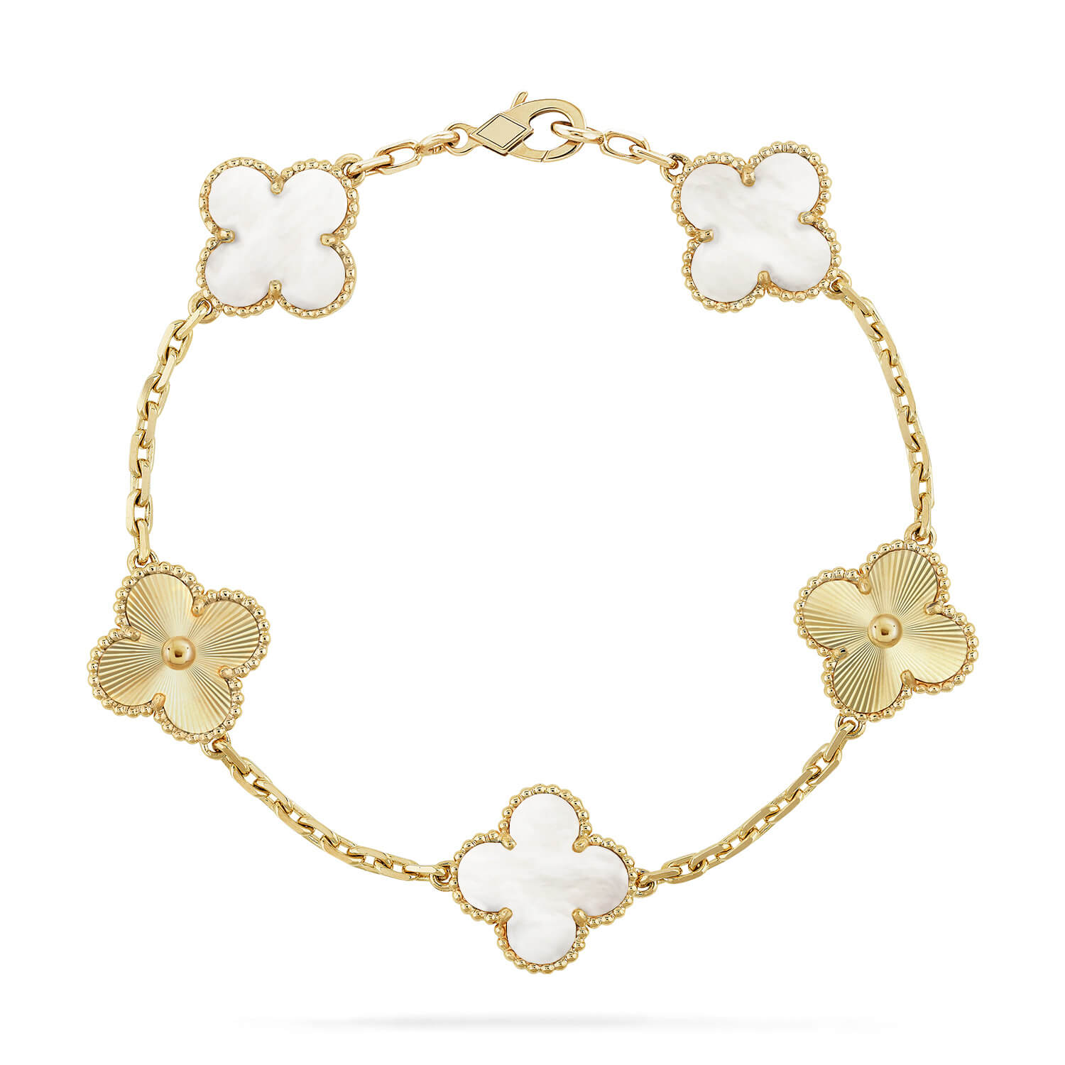 [Lumi Jewels]CLOVER WHITE PEARL MOP 5 MOTIF BRACELET COLLECTION