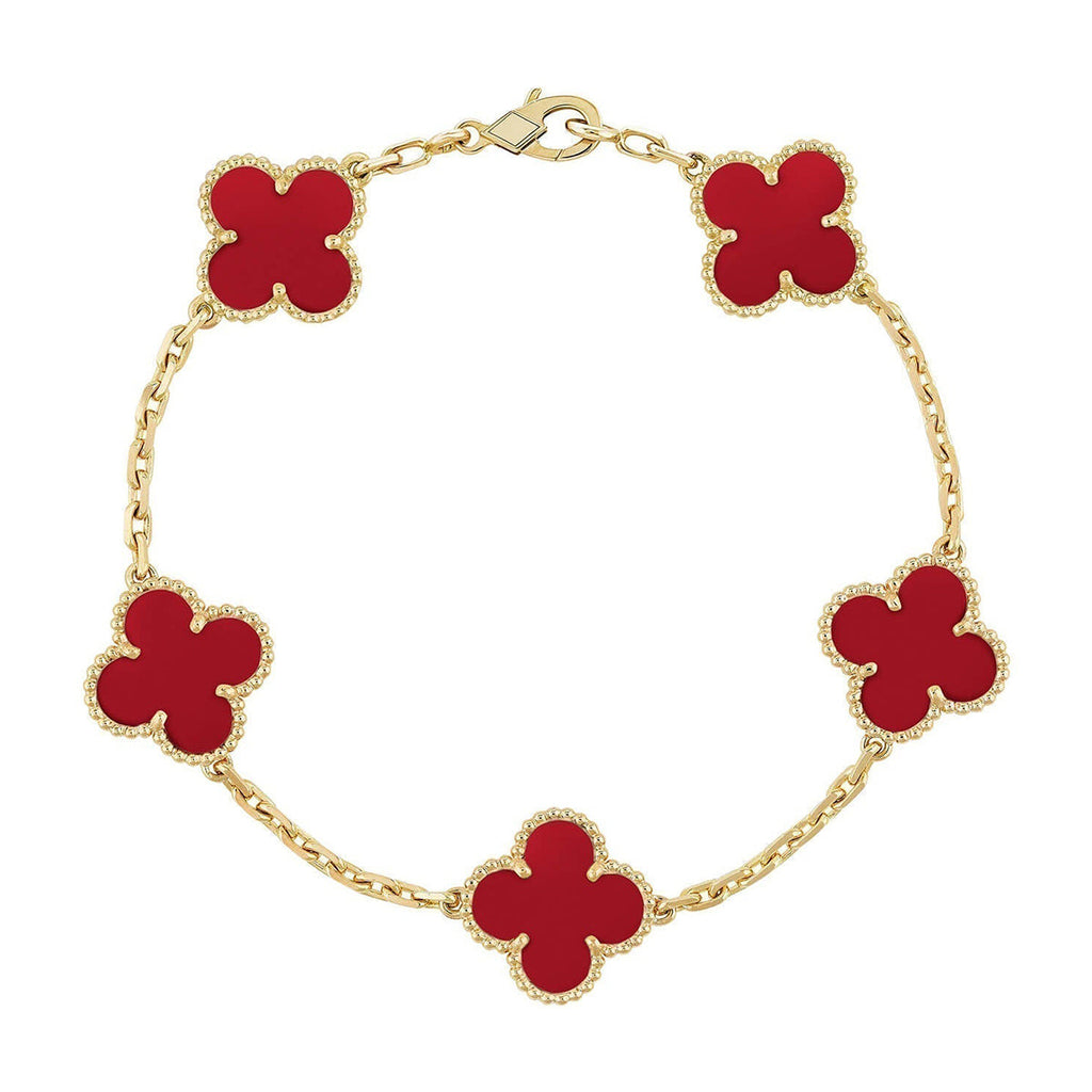 [Lumi Jewels] CLOVER 5 MOTIF RED CORNELIAN BRACELET COLLECTION
