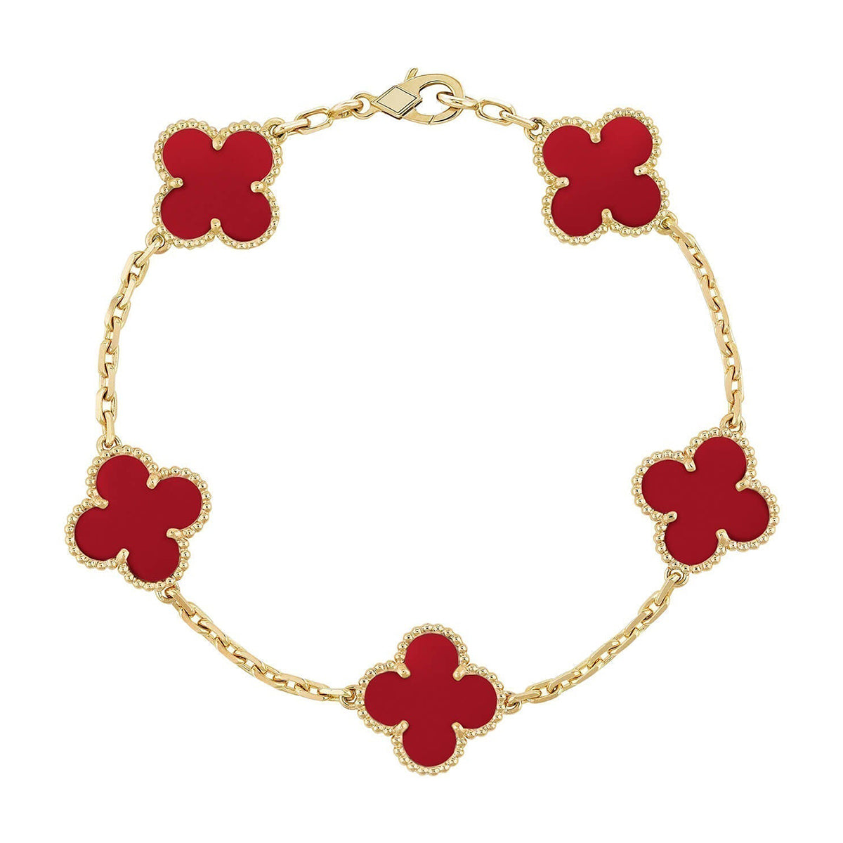[Lumi Jewels] CLOVER 5 MOTIF RED CORNELIAN BRACELET COLLECTION