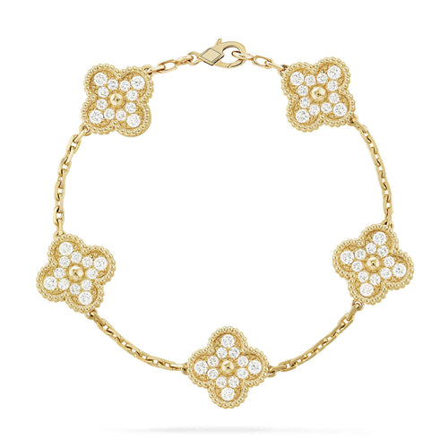 [Lumi Jewels] CLOVER 5 MOTIF FULL DIAMOND BRACELET COLLECTION