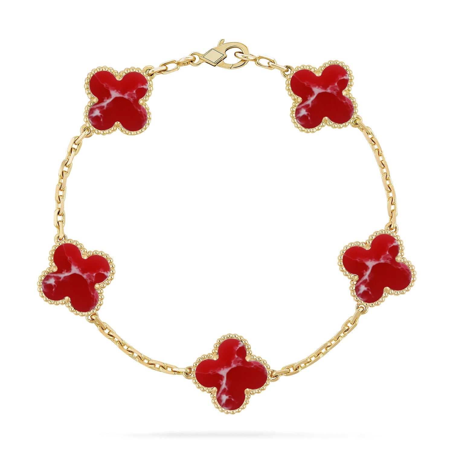 [Lumi Jewels]CLOVER 5 MOTIF RED PATTERN BRACELET COLLECTION