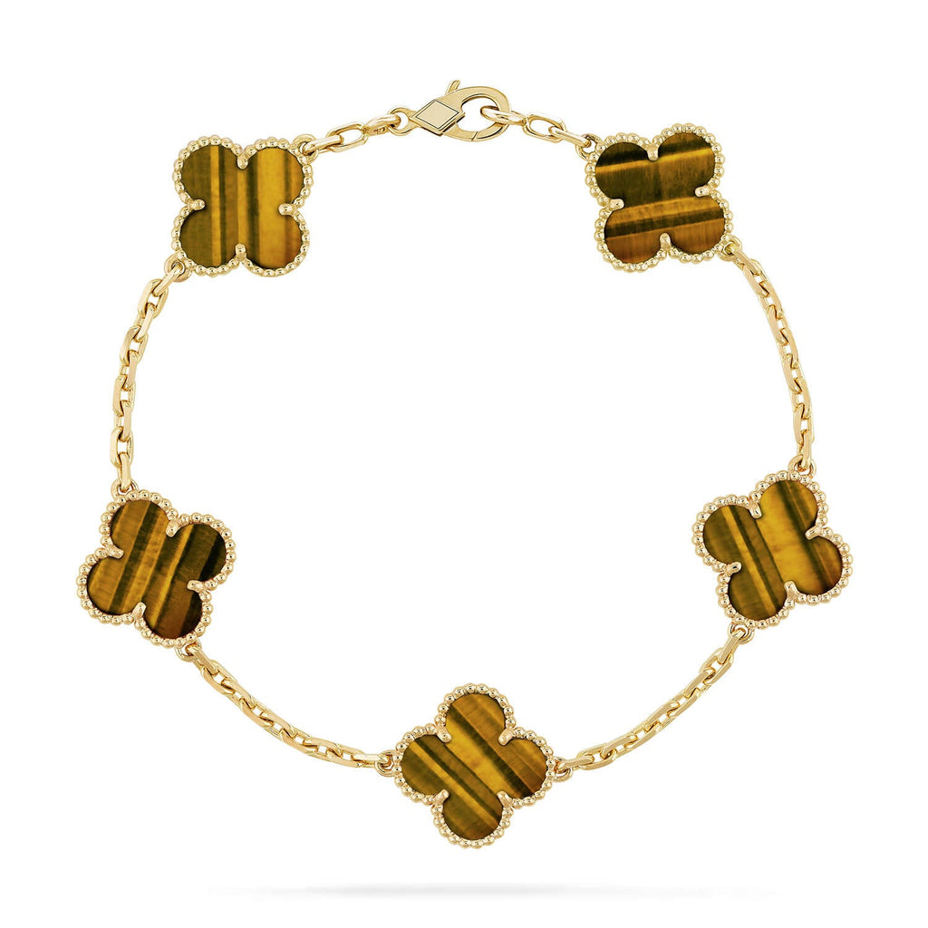 [Lumi Jewels] CLOVER 5 MOTIFS TIGER EYE BRACELET COLLECTION