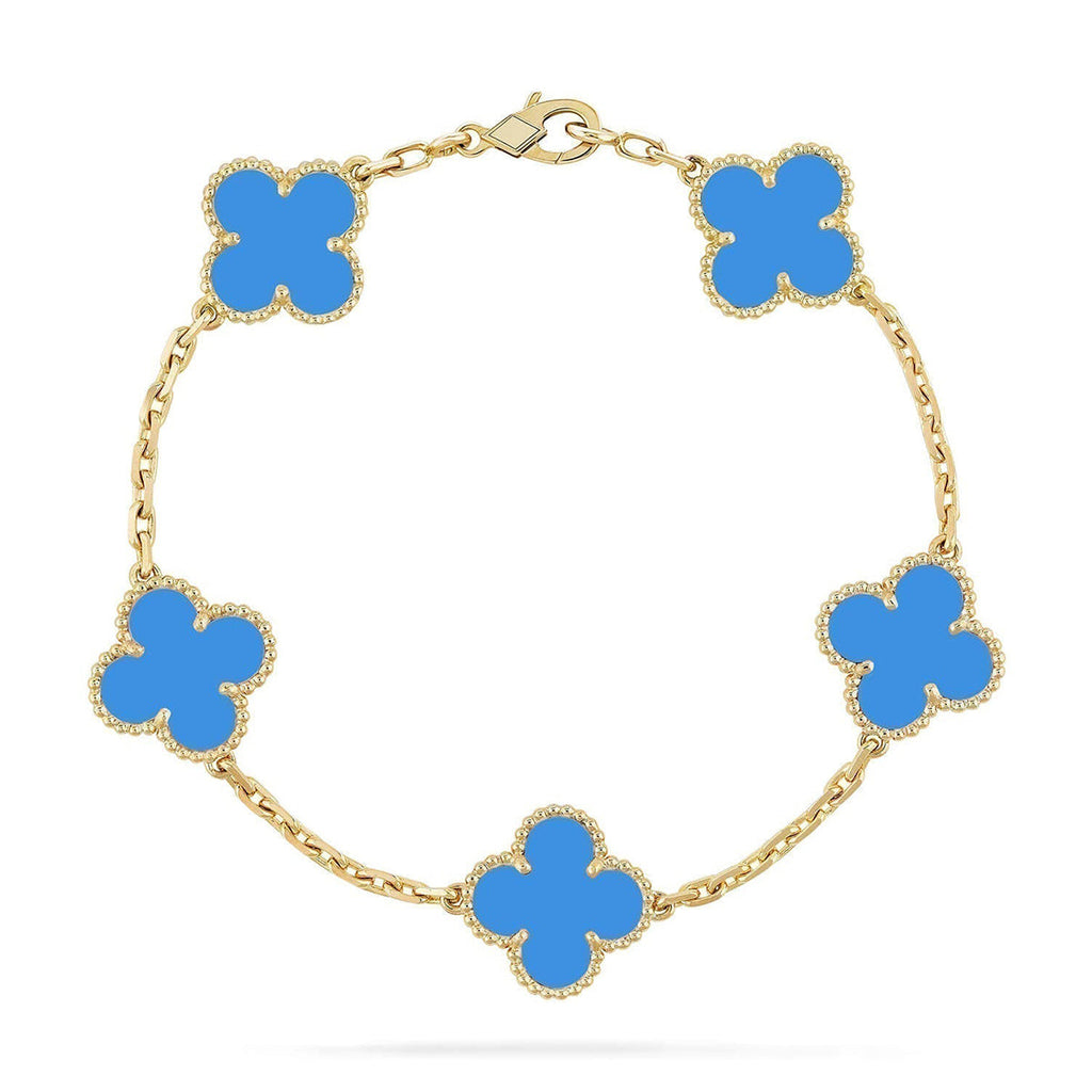 [Lumi Jewels] CLOVER 5 MOTIF BLUE AGATE BRACELET COLLECTION